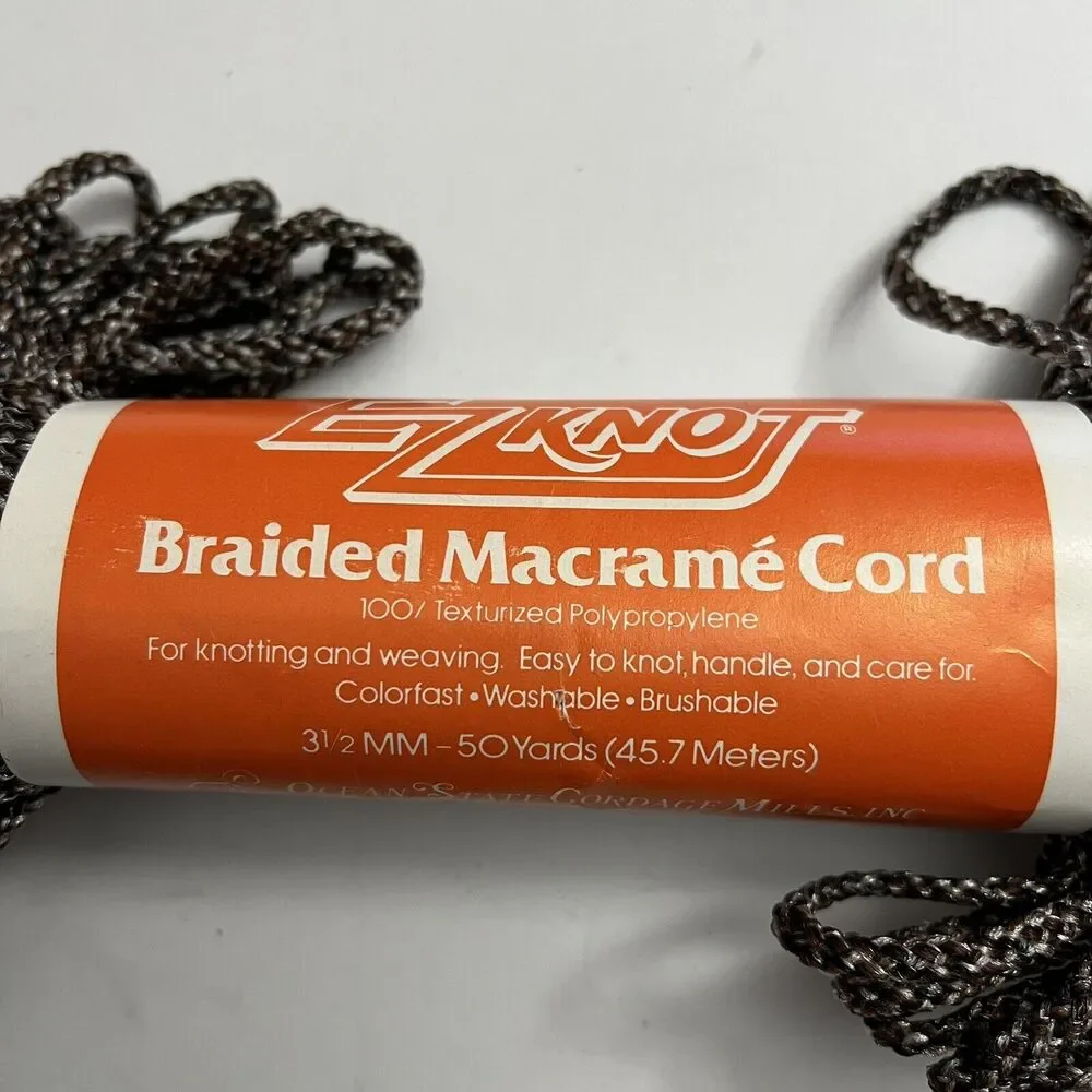 EZ Knot Braided Macrame Cord Polypropylene 3.5mm 50 Yards Brown Black Beige
